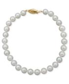 "belle De Mer Pearl Bracelet, 8"" 14k Gold A+ Akoya Cultured Pearl Strand (6-6-1/2mm)"