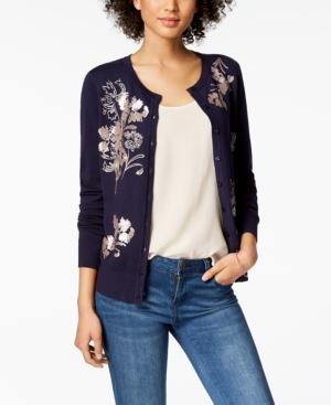 Charter Club Embroidered Sequined Cardigan, Created For Macy's