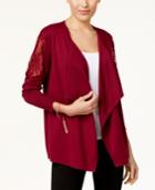 Thalia Sodi Lace-inset Open-front Cardigan, Created For Macy's