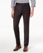 Calvin Klein Men's Slim-fit Stretch Charcoal Mini-grid Dress Pants