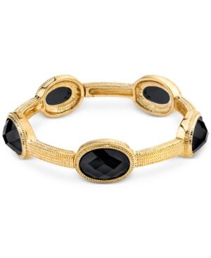 2028 Gold-tone Jet Stone Stretch Bangle Bracelet, A Macy's Exclusive Style