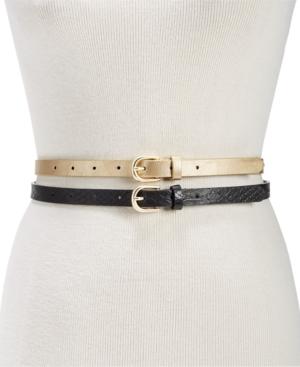 I.n.c. 2-for-1 Metallic & Embossed Skinny Belts, Created For Macy's