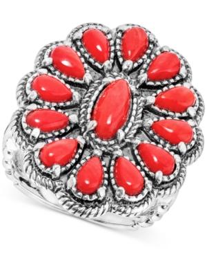 Coral Cluster Ring (3-3/8 Ct. T.w.) In Sterling Silver