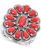 Coral Cluster Ring (3-3/8 Ct. T.w.) In Sterling Silver