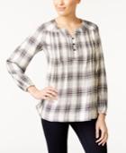 Style & Co Plaid Pleated Tunic, Created For Macy's