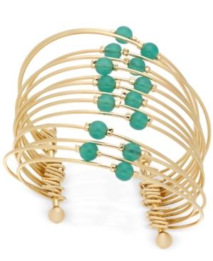 Thalia Sodi Gold-tone Multi-row Beaded Flex Cuff Bracelet, Created For Macy's