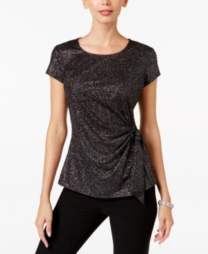 Msk Metallic Faux-wrap Top