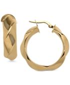Round Twist Hoop Earrings In 14k Gold