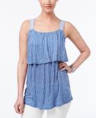 Style & Co Flounce-hem Striped Top, Only At Macy's