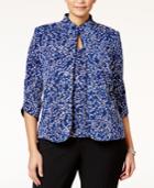Alex Evenings Plus Size Printed Mandarin Jacket And Shell