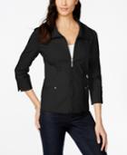 Jm Collection Petite Quarter-length Sleeve Zip-front Jacket, Only At Macy's