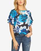 Cece Ruffle-sleeve Stately Bouquet Blouse