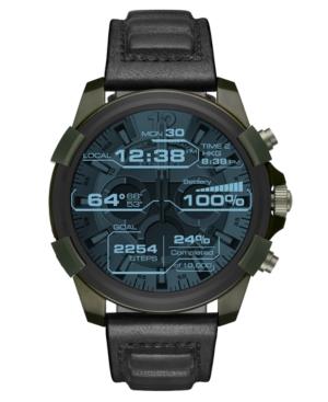 Diesel On Men's Full Guard Black Leather Strap Smart Watch 48mm