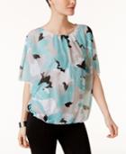 Alfani Petite Printed Mesh Bubble Top, Only At Macy's