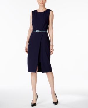 Connected Petite Belted Sheath Dress