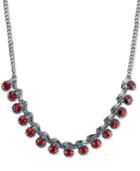 2028 Silver-tone Red Crystal Collar Necklace