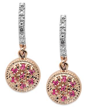 14k Rose Gold Earrings, Pink Sapphire (3/4 Ct. T.w.) And Diamond Accent Round Drop Earrings