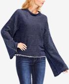Vince Camuto Cotton Mock-neck Zipper-sleeve Top