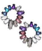 Inc International Concepts Hematite-tone Multi-stone Circle Stud Earrings, Created For Macy's