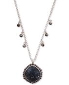 Lucky Brand Silver-tone Crystal & Druzy Stone Pendant Necklace, 18 + 2 Extender