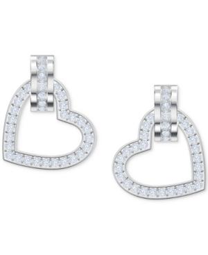 Swarovski Rose Gold-tone Pave Heart & Circle Drop Earrings