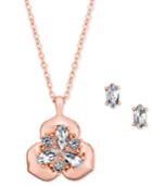 Charter Club Rose Gold-tone Clear Stone Pendant Necklace And Earrings
