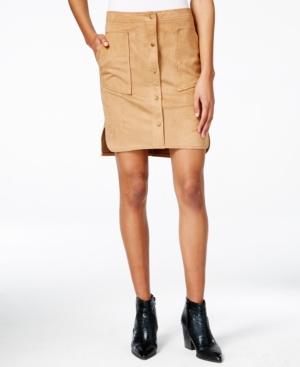 Bar Iii Faux-suede Snap-front Skirt, Only At Macy's