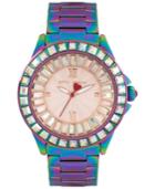 Betsey Johnson Women's Iridescent Stainless Steel Bracelet Watch 40mm Bj00004-34