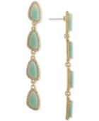 Rachel Rachel Roy Gold-tone Pave & Blue Stone Linear Drop Earrings