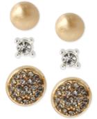 Kenneth Cole New York Two-tone Pave Circle And Crystal Stud Earring