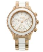 Dkny Watch, Women's Chronograph White Ceramic And Rose Gold Ion-plated Stainless Steel Bracelet 38mm Ny8825