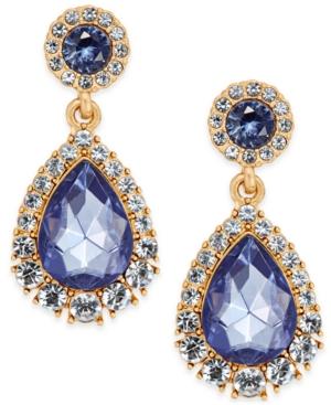 Charter Club Gold-tone Crystal & Blue Stone Drop Earrings, Only At Macy's