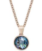 Bronzarte 18k Rose Gold Over Bronze Necklace, Abalone Doublet Round Pendant (12 Ct. T.w.)
