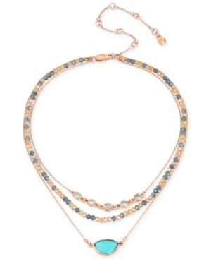 Kenneth Cole New York Gold-tone Multi-stone & Bead Triple-row Choker Necklace