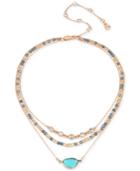 Kenneth Cole New York Gold-tone Multi-stone & Bead Triple-row Choker Necklace