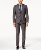 Nick Graham Men's Slim-fit Stretch Charcoal Glen Plaid Suit