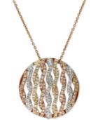 Effy Diamond Openwork Circle Pendant Necklace (3/4 Ct. T.w.) In 14k Tri-color Gold