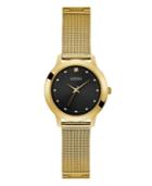 Ladies Gold Black Diamond Mesh Watch