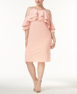 Calvin Klein Plus Size Cold-shoulder Flounce Dress