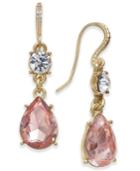 Charter Club Gold-tone Crystal & Colored Stone Double Drop Earrings, Created For Macy's