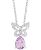 Amethyst (3/4 Ct. T.w.) & Diamond Accent Butterfly Pendant Necklace In Sterling Silver