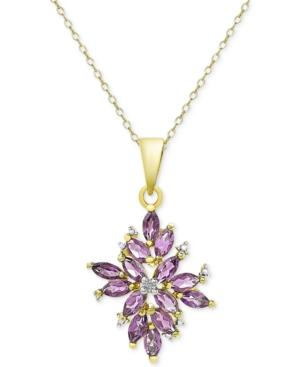 Amethyst (1-3/4 Ct. T.w.) And Diamond Accent Cluster Pendant Necklace In 18k Gold-plated Sterling Silver