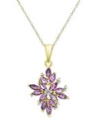 Amethyst (1-3/4 Ct. T.w.) And Diamond Accent Cluster Pendant Necklace In 18k Gold-plated Sterling Silver