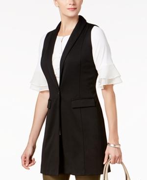 Ny Collection Button Front Lapel Vest
