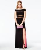 B Darlin Juniors' Illusion Off-the-shoulder Gown