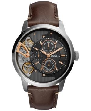 Fossil Men's Townsman Dark Brown Leather Strap Watch 44mm Me1163