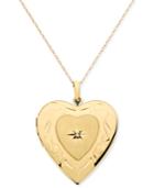 14k Gold Necklace, Diamond Accent Locket