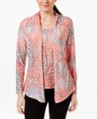 Jm Collection Printed Layered-look Top