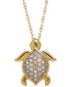 Diamond Turtle Pendant Necklace (1/10 Ct. T.w.) In 10k Gold