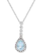 Aquamarine (5/8 Ct. T.w.) & Diamond Accent 18 Pendant Necklace In 14k White Gold